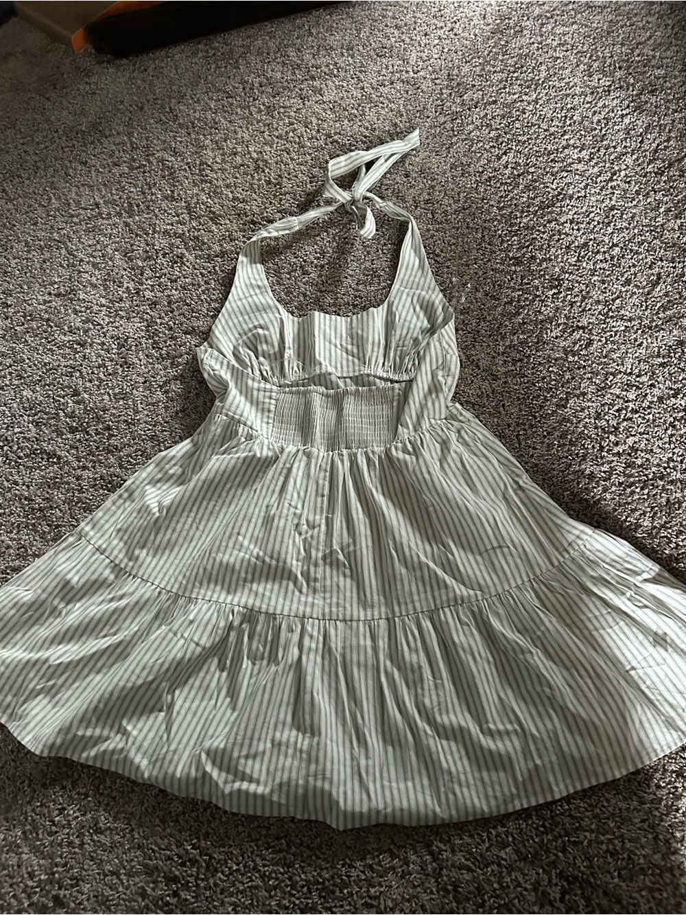 wild fable Mint Green and White Striped Backless Halter Dress - Picture 2 of 3